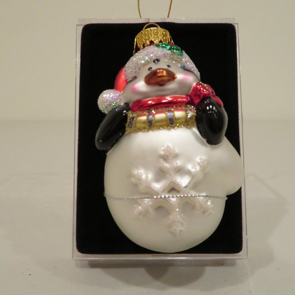 Christmas Glass Ornament Penguin Handcrafted by Unique Treasure Box Keepsake - Picture 2 of 5